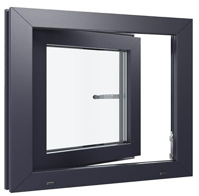 Kunststofffenster Kellerfenster Fenster - 3-fach Verglasung - weiß/anthrazit - 500x400 mm DIN Links