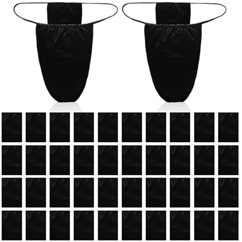 TUONYIS 40 Pezzi Tanga Donna Monouso, Non Tessuto Tanga Monouso Estetica Slip, per Massaggi in Salone Prendere Il Sole (IT, Testo, Taglia Unica, Regular, Regular, Nero)