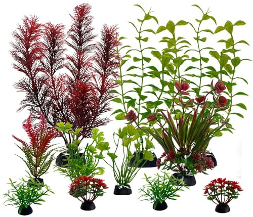 JULIAQUA Plantes Artificielle pour Aquarium et Terrarium, 11 Pièces, Plante de Décoration (PlantF)