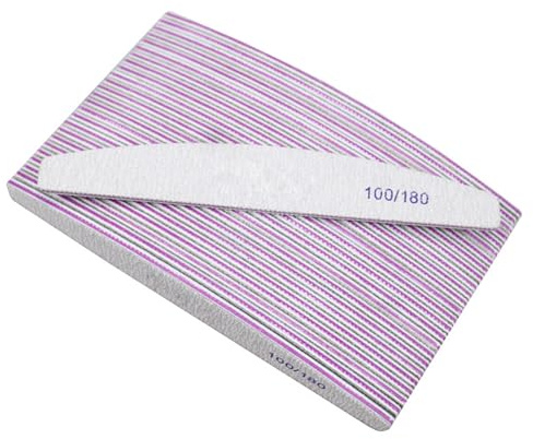 ZJchao Juego de 25 Limas de Uñas con Forma de Diamante, Curvas y en Forma de Media Luna, Grano 100 Grueso y Grano 180 Fino, Limas de Lijado con Agarre Cómodo, (En forma de media luna)