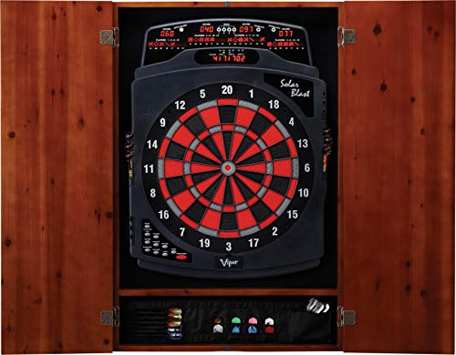 Viper by GLD Products Solar Blast Electronic Dartboard & Metropolitan Cinnamon Cabinet, Black
