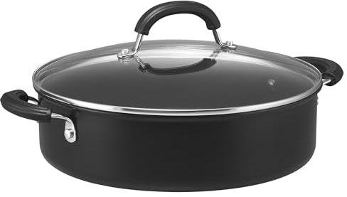 Circulon Total Antihaftbeschichtete Schmorpfanne mit Deckel aus gehärtetem Glas 28cm - Sautépfanne, Ofenfest, Spülmaschinenfest - Induktionspfanne, Schwarz