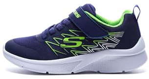 Skechers Jungen Microspec Texlor Sneaker, Marinblå textil lime silver trim, 33.5 EU
