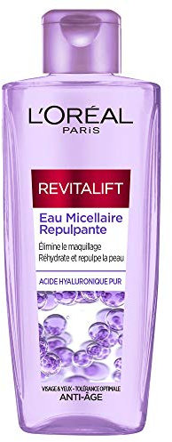 L'Oréal Paris - Aufpolsterndes Mizellenwasser Anti-Aging – reinigt Make-up, spendet Feuchtigkeit & Repellent – mit reiner Hyaluronsäure gegen Falten – für alle Hauttypen – Revitalift Filler – 200 ml