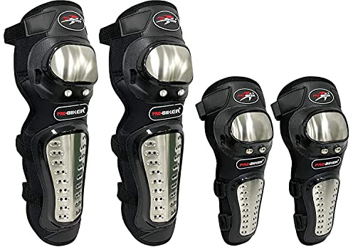 Sutekus Knee Pads Elbow Pads Stainless Steel Motorcycle Elbow Knee Shin Guards Protector For Motorcycle Cycling Mountain Biking 4PCS