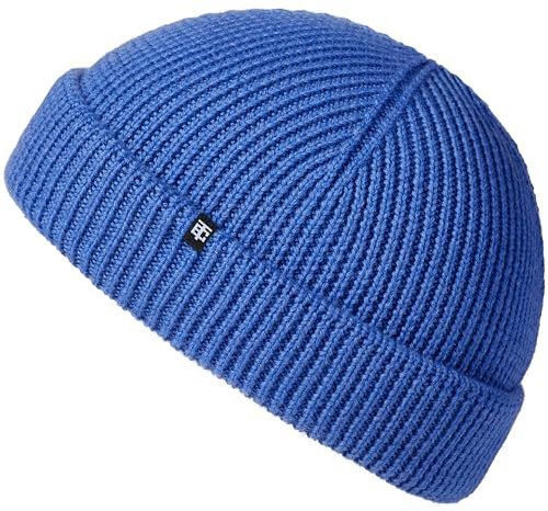 Enter the Complex® Fisherman Beanie, 100% Merino Wolle, Trawler Mütze, Fischermütze, Troyer, Ribbstrick, Damen und Herren, Blau
