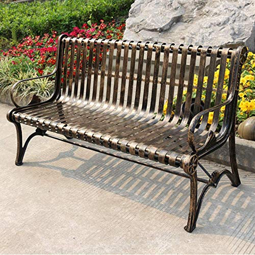 AMZOPDGS Gartenmöbel Terrasse Garten Veranda Bank Hof Metallguss Aluminium Parkbank mit Rückenlehne und Handläufen Verwendet für Garten- und Rasenruhesitze für 2-