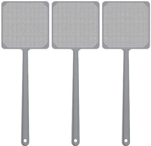 3 Stück Grau Fliegenklatsche, extra Lange Fliegenklatsche,für Fliegen,Mücken, Stabil Manuelle Fliegenklasche.