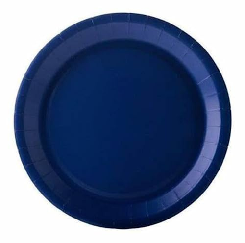 SANYGIENE Plato De Cartón Desechable Azul Marino | Kit 50 Platos Redondos Rígidos 18 cm | 100% Biodegradable y compostable | Vajilla Económica | Queso, Postre - Catering y Pique Nique