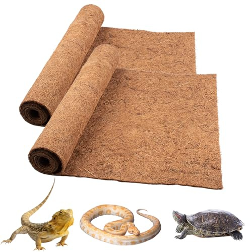 Alfombra de reptiles de fibra de coco, 2 paquetes de alfombra natural para reptiles, forro de terrario, lecho, alfombra de sustrato para reptiles, suministros para dragón barbudo, gecko leopardo