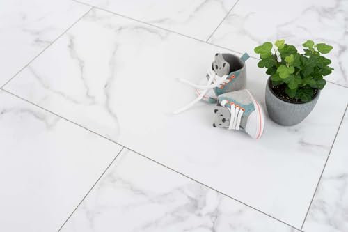 Vinyl Bodenbelag in Marmoroptik Klick Vinyl weiß ideal für Küche Rigid SPC Vinyl mit Trittschalldämmung und Klicksystem