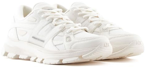 Armani Exchange Homme Chunky Crash Sneaker Plate-Forme, Ecru, 43 EU