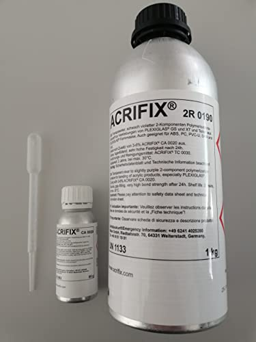 ACRIFIX 2R 0190 (1 kg) incl. endurecedor CA 0020 (60 g) pegamento acrílico cristal PMMA