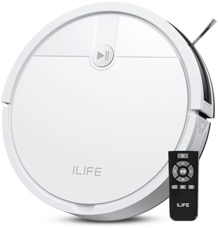 ILIFE Robot aspirapolvere V2, aspirazione senza grovigli, durata di 120 minuti, sottile, silenzioso, auto-caricante, ideale per peli di animali domestici e pavimenti duri
