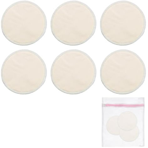 Waschbare Stilleinlagen aus Wolle und Seide – 6 Stück Nursing Pads + 1 Stück Wäschenetz – Weiche, atmungsaktive und wiederverwendbare Breast Pads für empfindliche Haut