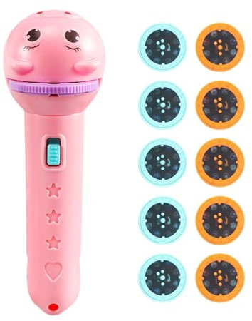 Jouet projecteur pour Tout-Petits, Lampe Torche pour, 80 Motifs de Projection avec 10 disques, 11,3 x 3,5 cm, veilleuse éducative pour garçons, Filles, Voyages et Jeux en intérieur