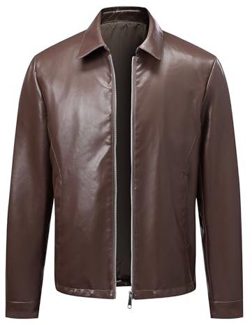 Allthemen Giacca Pelle Uomo Casual Vintage Giubbino Moto Cerniera Classique Faux Suede Jacket Bomber