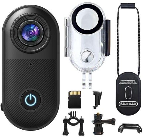 2.7K Camera Moto Taille Pouce Magnétique Portable WiFi Étanche Caméra | Livrée avec carte mémoire et kit d'accessoires Mini Caméra Sport pour Plongée, Velo, Vlogs et Activités Extérieures