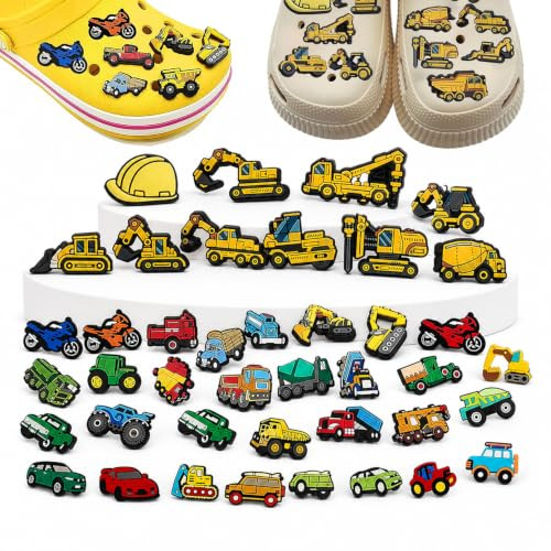34 piezas de alfileres versátiles para zapatos en forma de excavadora para niños, adornos de zapatos de auto para niños, adornos de PVC para Crocs, alfileres para Crocs para zuecos, pines de adornos