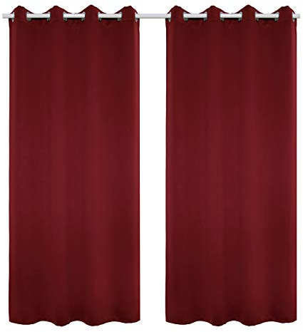 WOLTU 2er Set Gardinen, Vorhang für Wohnzimmer Kinderzimmer, mit Ösen, Leicht & Weich, Wärmeisolierend, 140 x 245 cm, Bordeaux