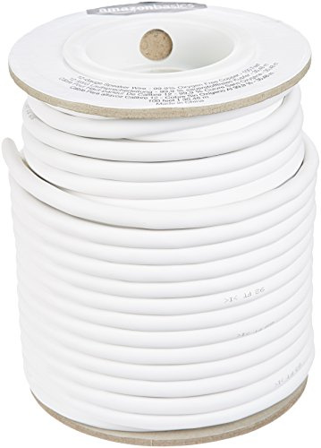 Amazon Basics Cavo per altoparlanti, diametro 2,641 mm, in rame senza ossigeno puro al 99,9%, 30,5 m, Bianco