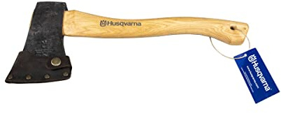 Husqvarna Hatchet, Small Axe with Leather Sheath and Hickory Handle, Ideal Small Hatchet Axe for Camping Gear and Gardening Tools