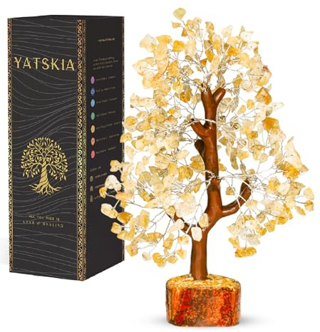 Árbol de piedra de cristal de citrino, bonsái artificial de gemas, árbol para el hogar, árbol de la vida de cristal, accesorio de meditación, para energía positiva, árbol de la abundancia