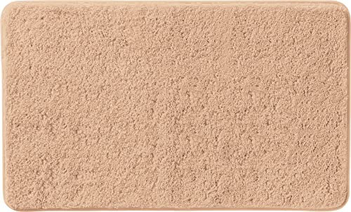 Erwin Müller Badematte, Badteppich, Badvorleger Rhodos Uni rutschhemmend beige Größe 80x150 cm - ultraweich, extrem saugfähig, flusenarm