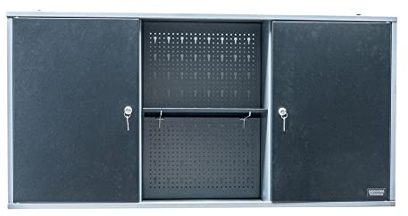 Germania Werkzeug-Wandschrank Premium - doppeltürig aus Metall – 120 x 60 x 20 cm – höhenverstellbare Regalböden – Lochwand, Werkzeugwand, Werkstattschrank - hängend - abschließbar