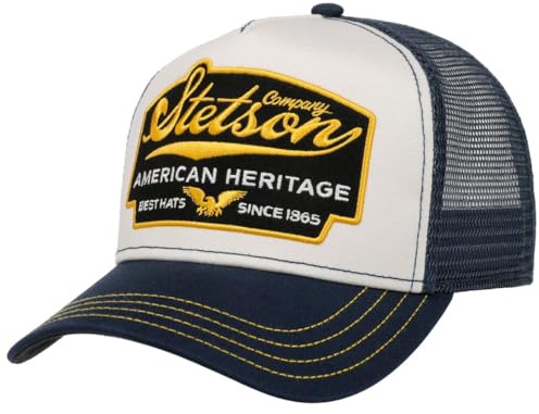 Stetson Casquette Trucker American Heritage Femme/Homme - Mesh de Baseball Snapback Snapback, avec Visiere Printemps-ete Ete - Taille Unique Bleu Fonce