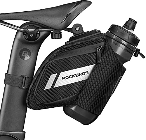 ROCKBROS Bike Saddle Bag Bike Seat Bag with Water Bottle Holder Bicycle Bag Under Seat Waterproof for Road Bike