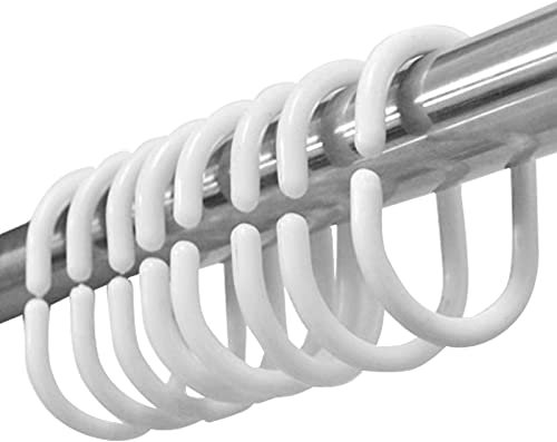 SZXMDKH Ringe, 12 Pack, Weiß, 4.6 x 2.9 cm Innendurchmesser für Duschvorhangstangen und Duschvorhangwinkelstangen, Duschringe, aus stabilem Kunststoff, , Duschvorhangring, Transparent