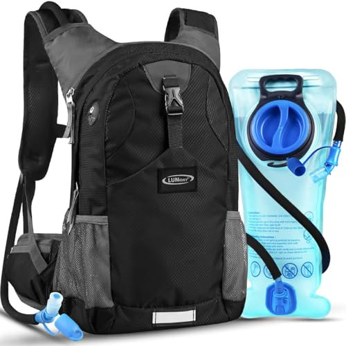 Lunidry Trinkrucksack Fahrradrucksack mit Trinkblase 2L Wasserdicht Sportrucksack, 20L Hydration Rucksack Herren Damen Outdoor Laufrucksack Tagesrucksack Wanderrucksack für Camping Ski MTB Fahrrad