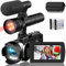 Hojocojo Camcorder 4K Video Camera 48MP 60FPS 24X Digital Zoom Camcorder IR Night Vision Vlogging Camera for YouTube 3.0'' IPS Screen Camera Recorder with Microphone,2 Batteries and Tripod