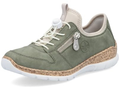 Rieker Femme Baskets N42G0, Dame Baskets Basses,Semelle intérieure Amovible,Chaussures de Rue,Loisirs,Sport,Vert (grün / 52),37 EU / 4 UK