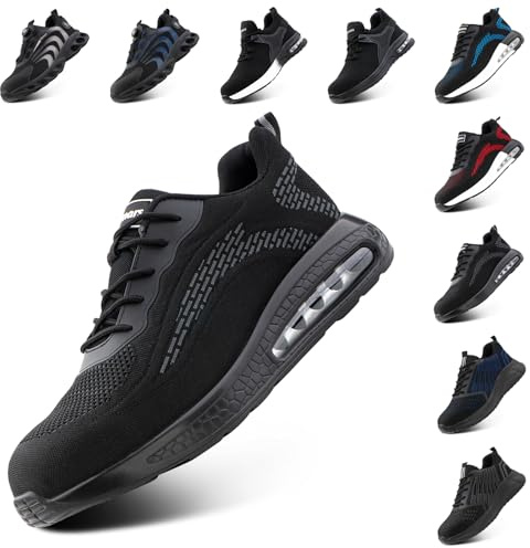 Hitmars Scarpe Antinfortunistiche Uomo Donna Scarpe da Lavoro S3 Safety Shoes S2 Scarpe Lavoro Scarpe da Cantiere Cucina Comode Grigio EU41