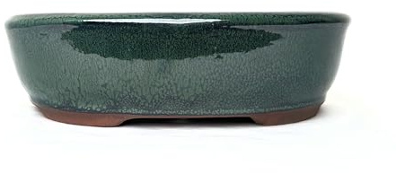 Glazed Ceramic Bonsai Pots without trays (Bottle Green, 26cm)