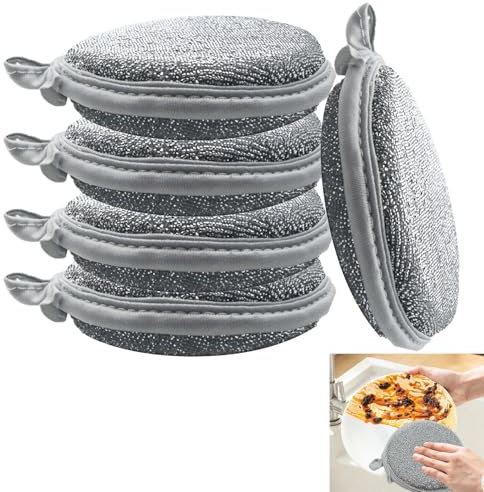 5 Stück Spülschwamm Topfreiniger Schwamm Stahlschwamm Zweiseitig Putzschwamm Groß 12.5cm Küchenschwamm Waschbar Scheuerschwamm Spülschwämme Küche für Gründliche Reinigung bei Hartnäckigem Schmutz