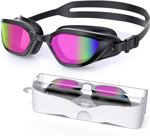 Zeligerstar Swimming Goggles, Goggles Swimming Adult with 3 Sizes Nose Bridges, Anti-Fog UV Protection No Leaking Adjustable Swim Goggles for Men Women Junior