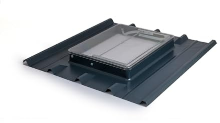 Lucarne de toit pour tôles bac acier ondulés profil 5 ondes – RAL 7016 Gris Anthracite – Vitre Synthétique incassable – LPP TERRACIEL KARE