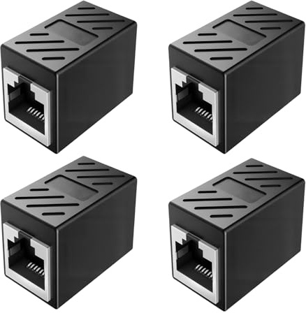 4 PCS Adattatore RJ45 10Gbps, Connettore di Estensione LAN Femmina-Femmina Compatibile PoE++, Accoppiatore Ethernet Schermato per Prolungare Cavi Cat 8, Cat 7, Cat 6, Cat 5e, Connessione stabile