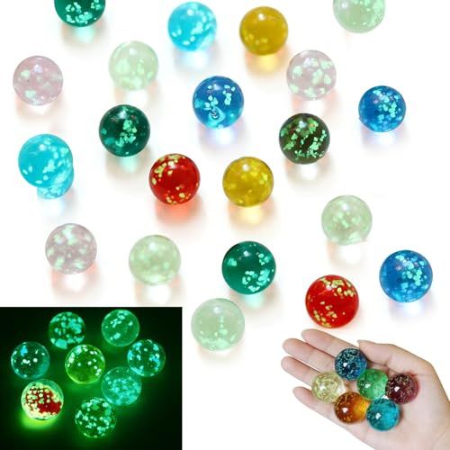 Canicas de Cristal,24Pcs Mármoles Cristal Que Brillan la Oscuridad,Canicas