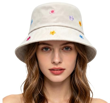 ZJEEACO Bucket Hat, Breathable Bucket Hats Men Women, UV Protection Sun Hat, Embroidery Lightweight Packable Mens Womens Bucket Hat for Beach Travel Outdoor Activities Summer Daily