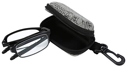 Faltbare Lesebrille, Lesebrille Faltbar, Faltbare Computer Leser Sehnhilfe mit Federscharnier für Damen und Herren Inklusive Brillenetui (schwarz 2.5)