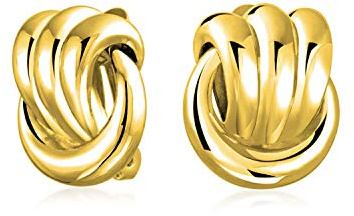 Moda Corda Cavo Knocker Amore Nodo Lavoro Clip Su Orecchini Per Le Donne Non Forate Orecchie Lucido Tono Oro Placcato Ottone