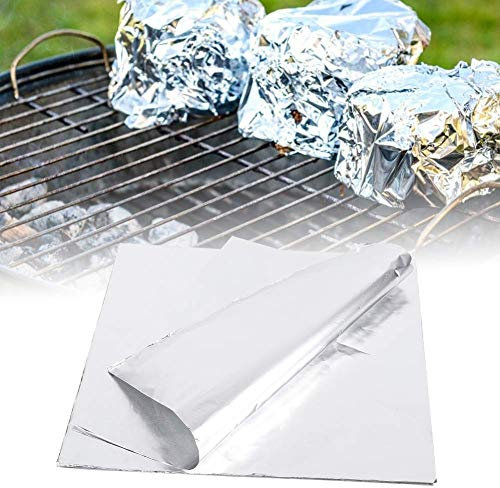 Mumusuki 100pcs Papier d'aluminium epaissi Resistant Haute Temperature Papier d'aluminium Papier d'emballage pour Barbecue Barbecue Cuisson