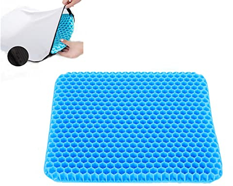 Hjkiopc Cuscino in gel,Con rivestimento in tessuto antiscivolo,aiuta ad alleviare la fatica,Cuscino Gel Traspirante Anti decubito ergonomico sedute prolungate,Adatto sedia a rotelle/Auto/Ufficio