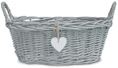 Wickerfield Grey Wicker Gift Hamper Basket with Handle for Baby Hampers