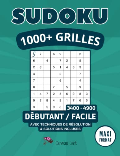 SUDOKU FACILE - 1000+ GRILLES: Livre sudoku adulte facile avec 1000+ grilles pour les débutants