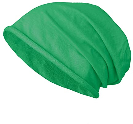 JOPHY & CO. Gorra 100% algodón Elástica y Larga Unisex para Adultos Hombres Mujeres y Niños Gorro Slouch Style Light cod.1213, Verde Hierba, Talla única